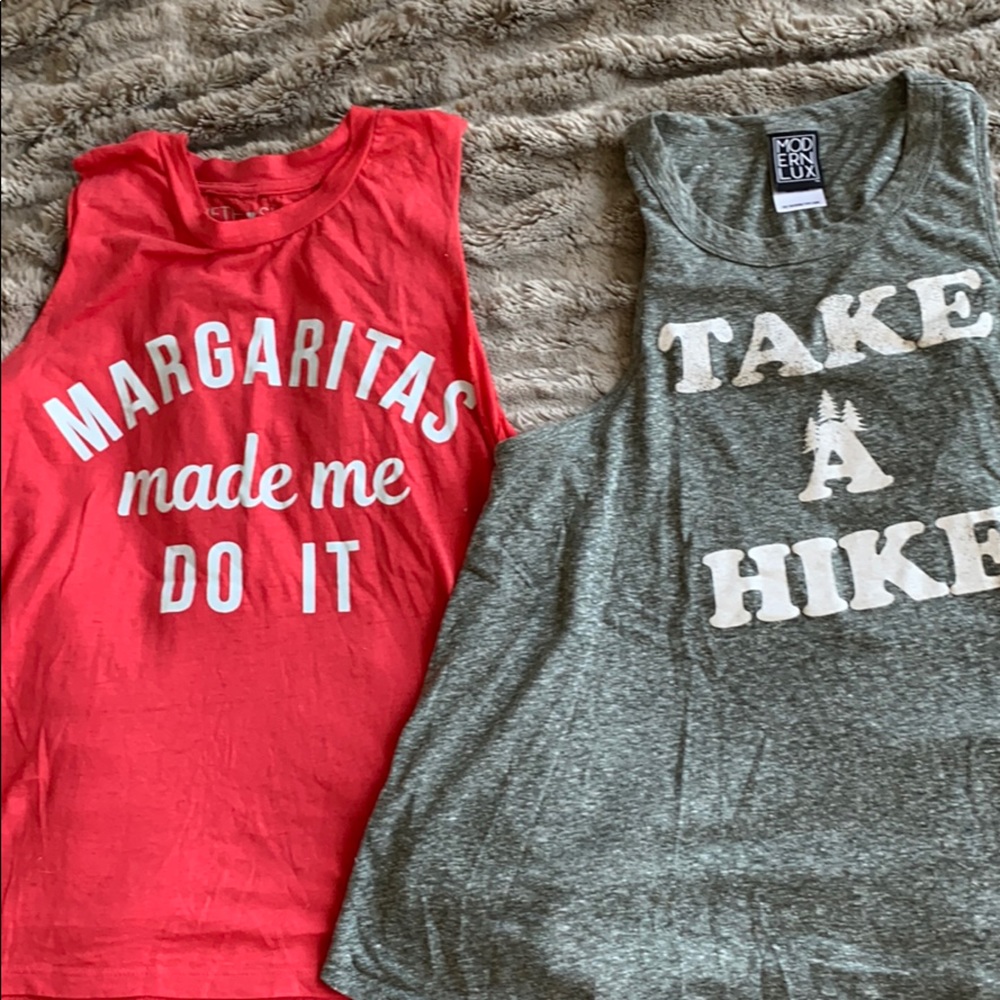 Two XS Graphic Tanks